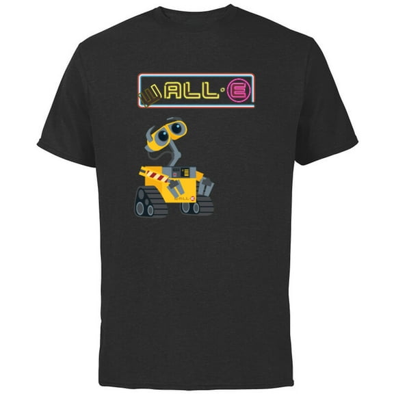 Disney Pixar WALL-E Neon Sign T-Shirt - Short Sleeve Cotton T-Shirt for Adults - Customized-Black