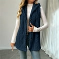 thumbnail image 2 of Aoiroe Women Jacket Fall Outfits For Women 2025 Trendy Long Vest For Women Sleeveless Sweater Vest For Women Cardigan Vest Fall Sweatshirt Plus Size Fall Fashion Navy 2XL, 2 of 6