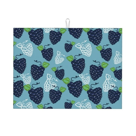 

Dish Drying Mat Cute Grape Blue Highly Absorbent Microfiber Drying Mat Kitchen Counter or Sink Drawer Liner 18x24 Kitchen Drying Mat Coffee Mat Kitchen Essentials