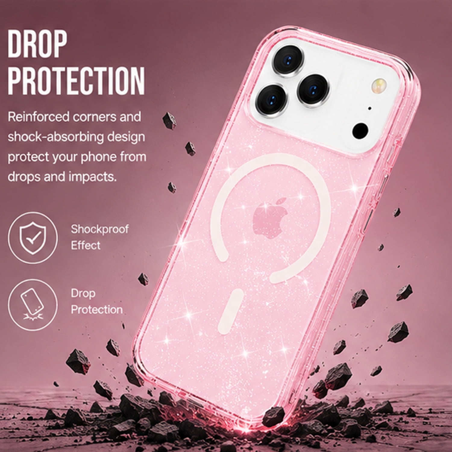 Transparent Color Case with Magsafe for iPhone 17 Pro - Sparkle Pink