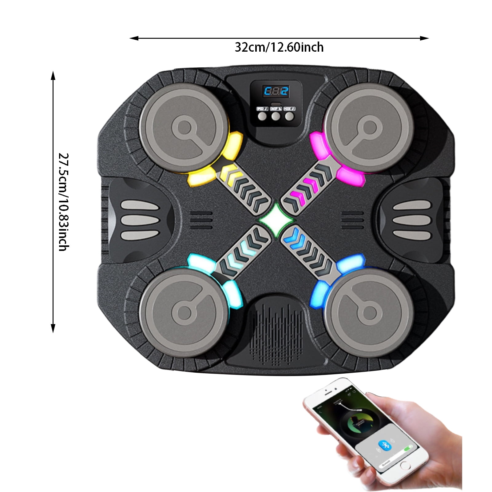 Intelligent Musical Boxing Machine Squishy Fidget Toys for Adults Wall Mounted Bluetooth Training Target with LED Lights Soft Tactile Sensory Gadget Black and Pink