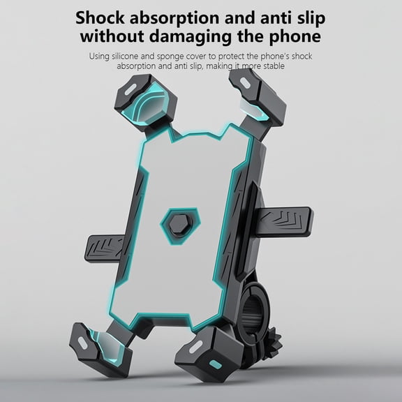 Shock Absorbing Phone Mount for Bike, Silicone Cell Phone Holder for Handlebar, Anti Vibration Bicycle Clamp for Riding, Universal Smartphone Bracket