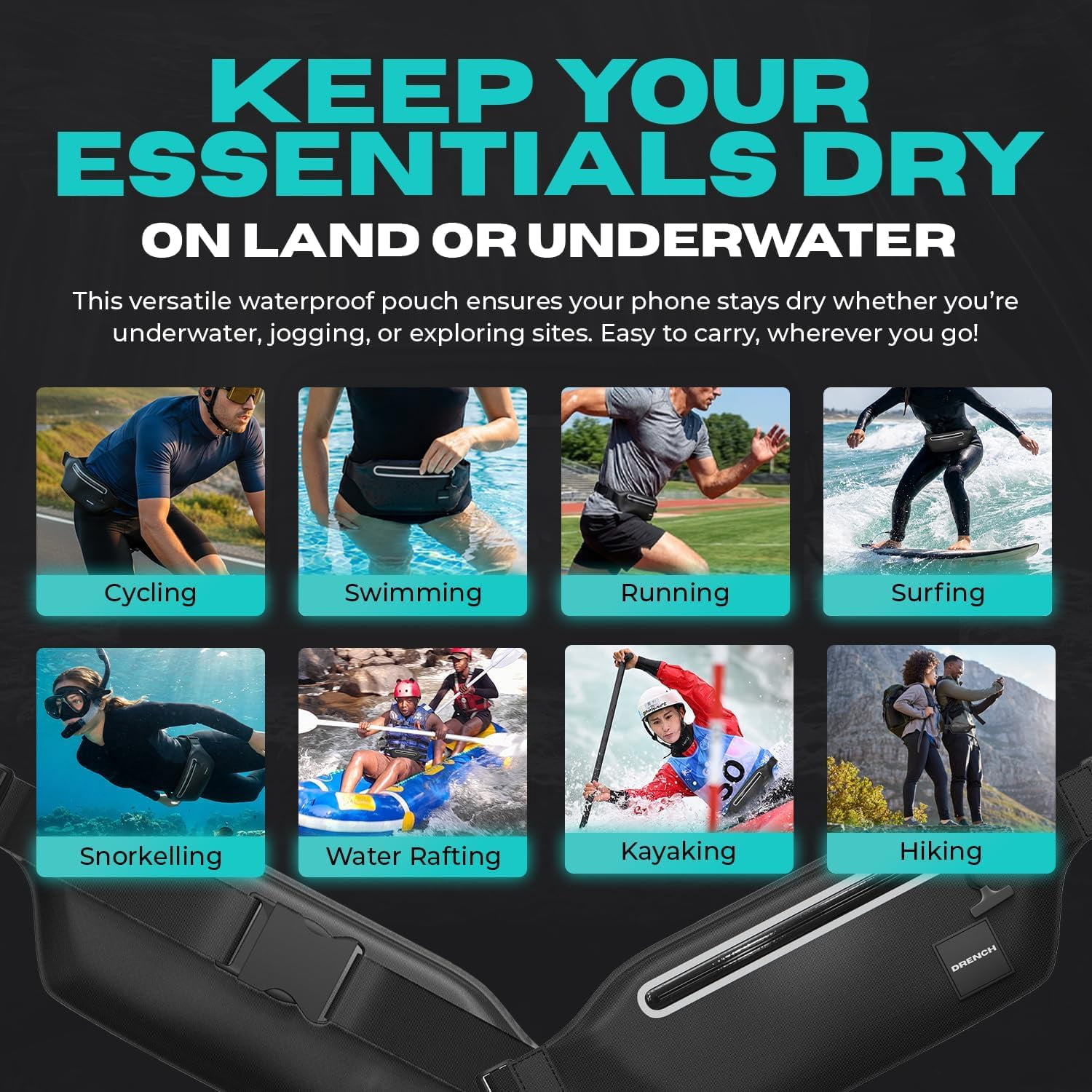 Drench Fanny Pack Waist Dry Bag Waterproof Submersible Floating with Phone Pouch