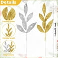 thumbnail image 2 of NAMZI 24 Pcs Teal Christmas Decor, Fake Gold Leaf Magnolia Leaves Glitter Stems Tree, 2 of 5