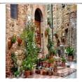 thumbnail image 2 of Italian Shower Curtain Vintage European Old Street Flower Nature Scene Italy Village Tuscany Green Plants Mediterranean Rustic Fabric Bathroom Curtain Sets with Hooks, 2 of 3