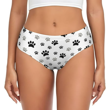 Womens Underwear - Cute paw prints black grey No Show Seamless Underwear for Women  Stretch Women s Panties  Hipster Soft Comfort Ladies Panties Bikini Underwear Briefs