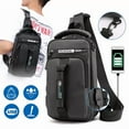 thumbnail image 2 of Men's Crossbody Bag Shoulder Sling Bag Anti-theft Lock Chest Bag With USB Port-Blue, 2 of 16