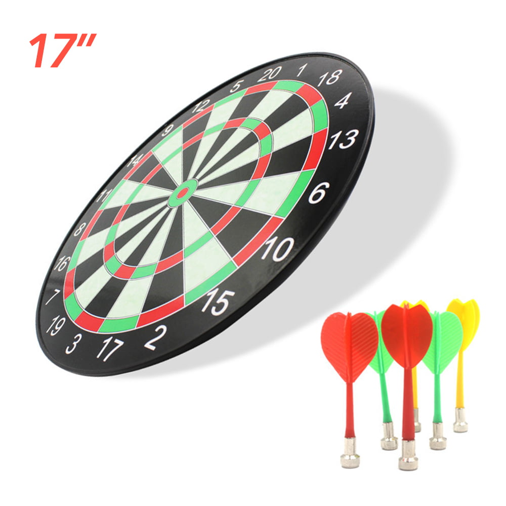17''Dart Board Tip Double Sided Hanging Dartboard Portable Family Game Darts Set 