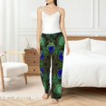 thumbnail image 4 of Salouo Peacock Feathers Print Women's Pajama Pants Casual Loose Sweatpants PJs Flowy Pants Drawstring Palazzo for Women Wide Leg Pants Lounge Pajama -Medium, 4 of 8