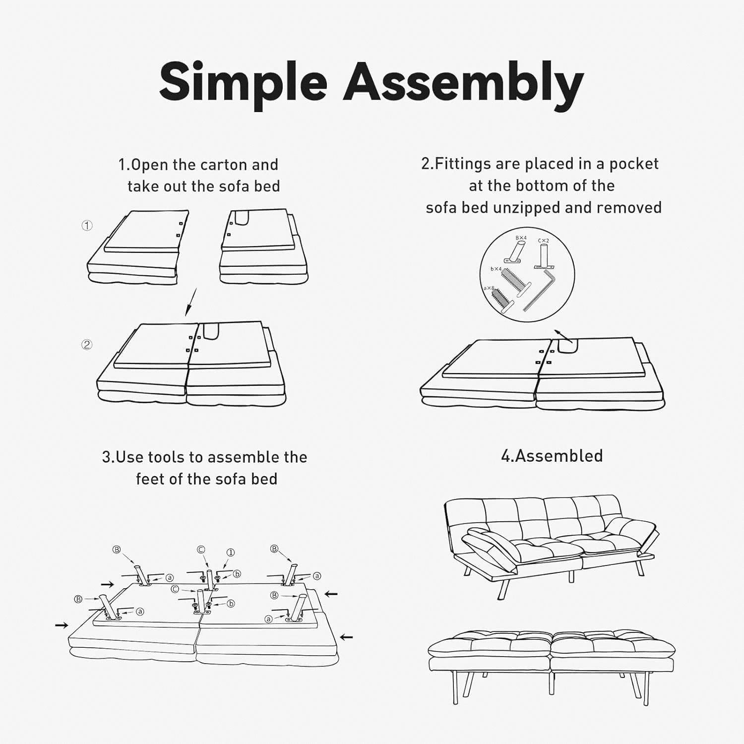 Convertible Armless Futon Sofa Bed,3" Memory Foam Modern Loveseat Couch,71" L Sleeper Sofa Bed,Small Splitback Modern Faux Leather Futon Sofa
