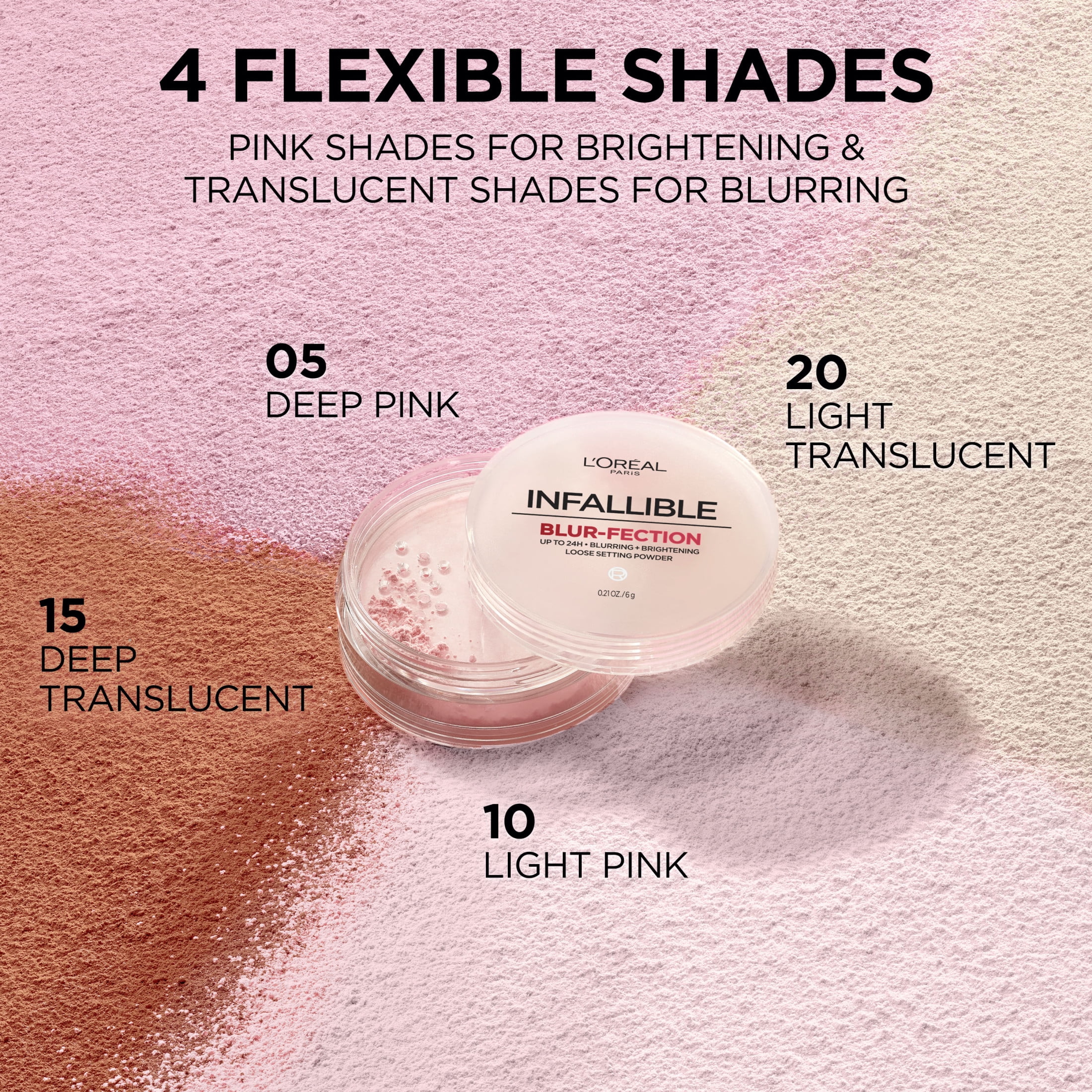 L'Oreal Paris Infallible Blur-Fection Loose Setting Powder, Brightening Finish, Translucent, 0.21 Ounce