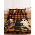 thumbnail image 2 of King Size Fitted Sheet Set - Orange Halloween 3 Piece Bedding Sets 16" Deep Pocket Fitted Sheet with 2 Pillowcases, Skull Cat Cute Ghost Pumpkins Brushed Microfiber Hotel Luxury Bed Sheets, 2 of 9