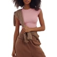 thumbnail image 1 of xiaxaixu Women Short Sleeve Crop Tops Solid Color Crew Neck Slim Fit Knitted Ribbed T-Shirts Summer Exposed Navel Shirts, 1 of 5