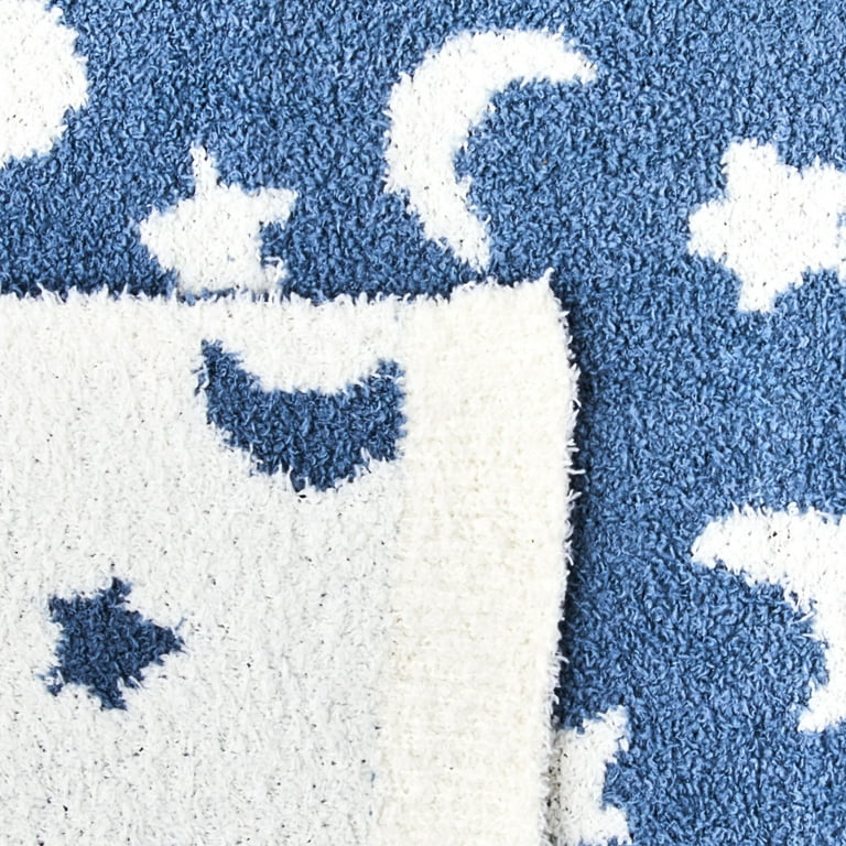 Navy Blue And White Stars Knitted Baby Blanket Navy Blue And White Stars Knitted Baby Blanket