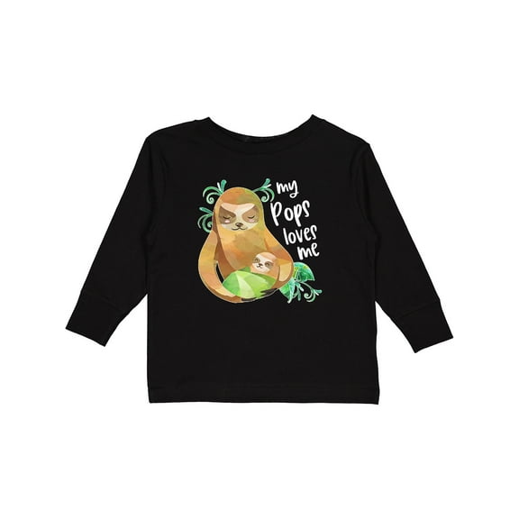 Inktastic My Pops Loves Me- Cute Sloth and Baby Boys or Girls Long Sleeve Toddler T-Shirt