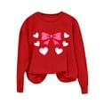 thumbnail image 3 of Valentine Crewneck Sweatshirts Womens Long Sleeve Cute Valentines Day Sweater Pullover Heart Bow Holiday Outfits, L Red, 3 of 5