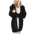 thumbnail image 1 of Hfyihgf Women's Long Sleeve Cable Knit Cardigan Sweaters Open Front Fall Outwear Coat Black XL, 1 of 4