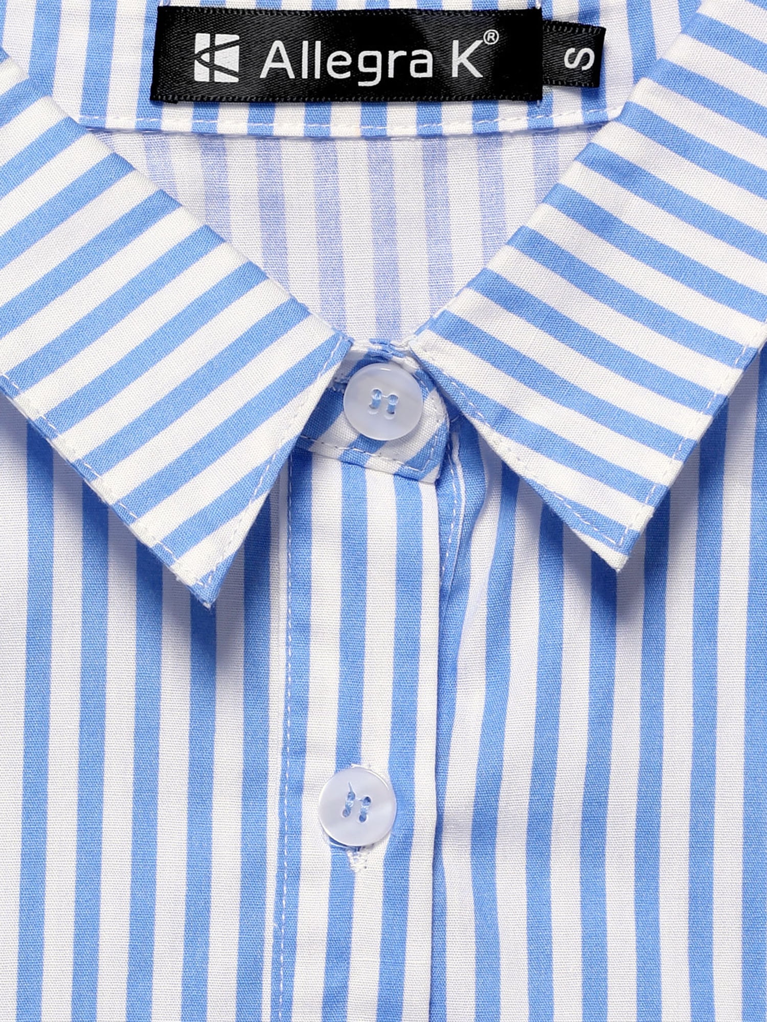 DARING DIVA Women's Button Down Long Sleeve Vertical Stripes Shirt L Light Blue