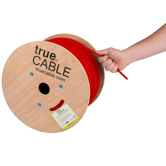 trueCABLE Cat6 Plenum Blindé (CMP), 1000 Pieds, Rouge, 23AWG Cuivre Massif, 550mhz, Poe++ (4Ppoe), ETL Listed, Bouclier en Aluminium (F/UTP), Câble Ethernet en Vrac