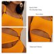 thumbnail image 4 of Traje de baño de 1 pieza para mujer, cuello cuadrado, correa fina recortada, calzoncillos de cintura alta, almohadilla de sujetador extraíble, traje de baño elástico amarillo L, 4 of 5