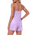 thumbnail image 3 of INSPIRE CHIC Womens Pajama Set Lace Trim Start Print V Neck Sleeveless Tank with Elastic Waist Shorts 2 Piece Lounge Sets L Purple, 3 of 6