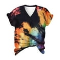 thumbnail image 4 of TIHLMK T Shirts for Women Black Women's Tie-dye V Neck Tunic Tops Crack Color Print Loose Short Sleeve Tops Blouse Gift for Womens Tops, 4 of 4