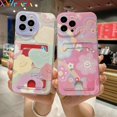 thumbnail image 2 of Card Clip Phone Case For Honor X9a X8a X7a Magic 5 Lite X8 X7 X6 5G 8 X 70 50 Smiley Colourful Transparent Flower Soft Cover, 2 of 4
