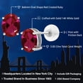 thumbnail image 2 of Gem Stone King 14K White Gold Stud Earrings for Women Men 3.00 Ct Oval 8x6mm Red Created Ruby, 2 of 5