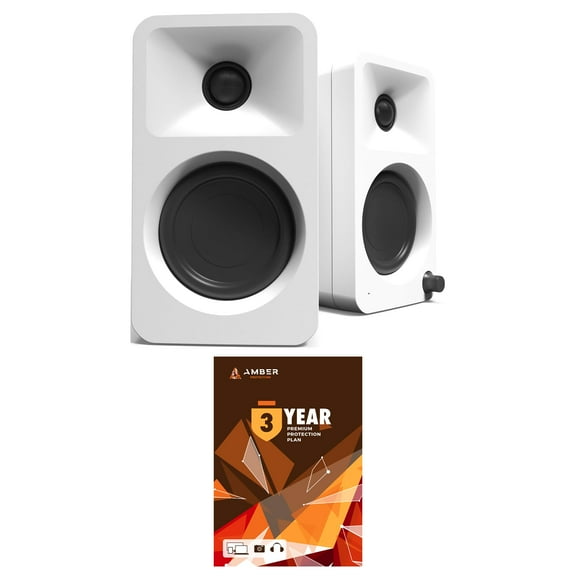 Kanto ORAMW Powered Reference Bluetooth Desktop Speakers - White Pair with 3 Year Amber Protection Plan (2024)