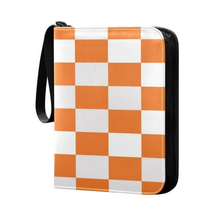 4 Pocket Card Binder with 50-page sleeve can hold 400 game cards Orange Checkerboard