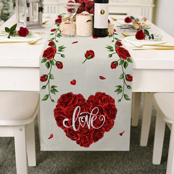 Table Runner Clearance! 2023 Valentines Day Wedding Red Valentine's Day Table Flag Home Decor Waterproof Tablecloth Wedding Party Doilies Valentines Day Decorations 1Pc Table Runner
