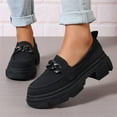 thumbnail image 4 of SACFOF Womens Slip On Penny Loafers Platform Chunky Loafer Lug Sole Suede Work Business Casual Dress Uniform Oxfords with Metal Chain, 4 of 6