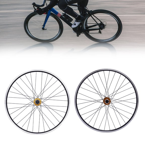 ToppiJoy 29In Mountain Bike Wheelset, Quick Release Front Rear Wheels Bike Wheels, Aluminum Alloy Rim Disc Brake Wheelset Gold Hub