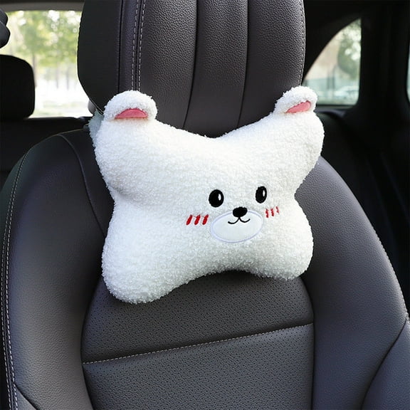 EGYMEN Car Headrest, 8"x10" Comfortable Neck Support Pillow for Car Seats, Cute Bear Design Auto Head Cushion, Breathable and Ventilated Universal Fit Car Neck Rest