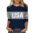 thumbnail image 2 of Odbmxy Women T Shirts 3/4 Sleeve Independence Day Women Plus Size Tops American Flag Lightweight Holiday Leisure Tops, 2 of 5