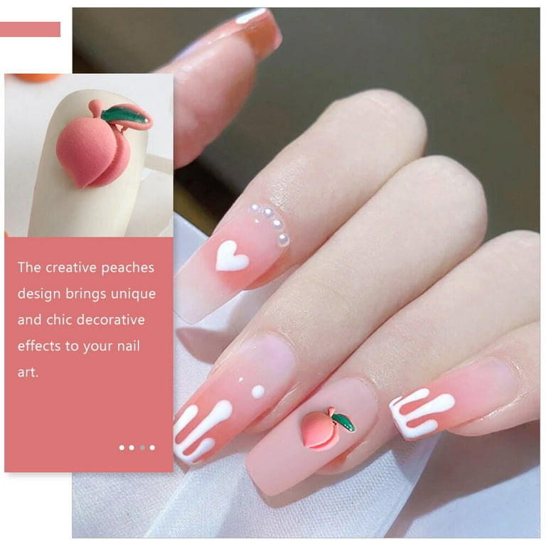 20pcs Peach Nail Charms Fruit Nail Art Charms Acrylic Nails Decorations for Women Girls