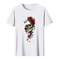 thumbnail image 6 of Tops for Women Plus Size Short Sleeved Printed Round Neck T-shirt 2-White XXL, 6 of 6