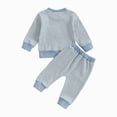 thumbnail image 6 of NOLDARES 2 Piece Toddler Baby Boy Clothes Long Sleeve T Shirt and Pockets Pants Set Graphic Print Fall Winter Outfits Clothing(Blue,12-18 M), 6 of 8