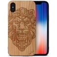 thumbnail image 1 of Case Yard Wooden Case Outside Soft TPU Silicone, Slim Fit Shockproof Wood Protective Phone Cover for Girls Boys Men and Women, Supports Wireless Charging Victorian Lion Design case for iPhone-X, 1 of 7