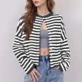 thumbnail image 2 of Yokua Cardigan Sweaters for Women Lightweight Knit Button Front Striped Cardigan Sweaters Trendy Oversized Sweater Coat, 2 of 7