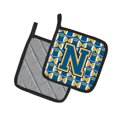 thumbnail image 2 of Letter N Football Blue and Gold Pair of Pot Holders, 2 of 2