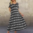 thumbnail image 2 of yunLCZ Women Shirts Summer V Neck Sleeve Striped Printed Long Dress Plus Size Casual Dress Women's Cap Sleeve Tank Tops Grey L, 2 of 4
