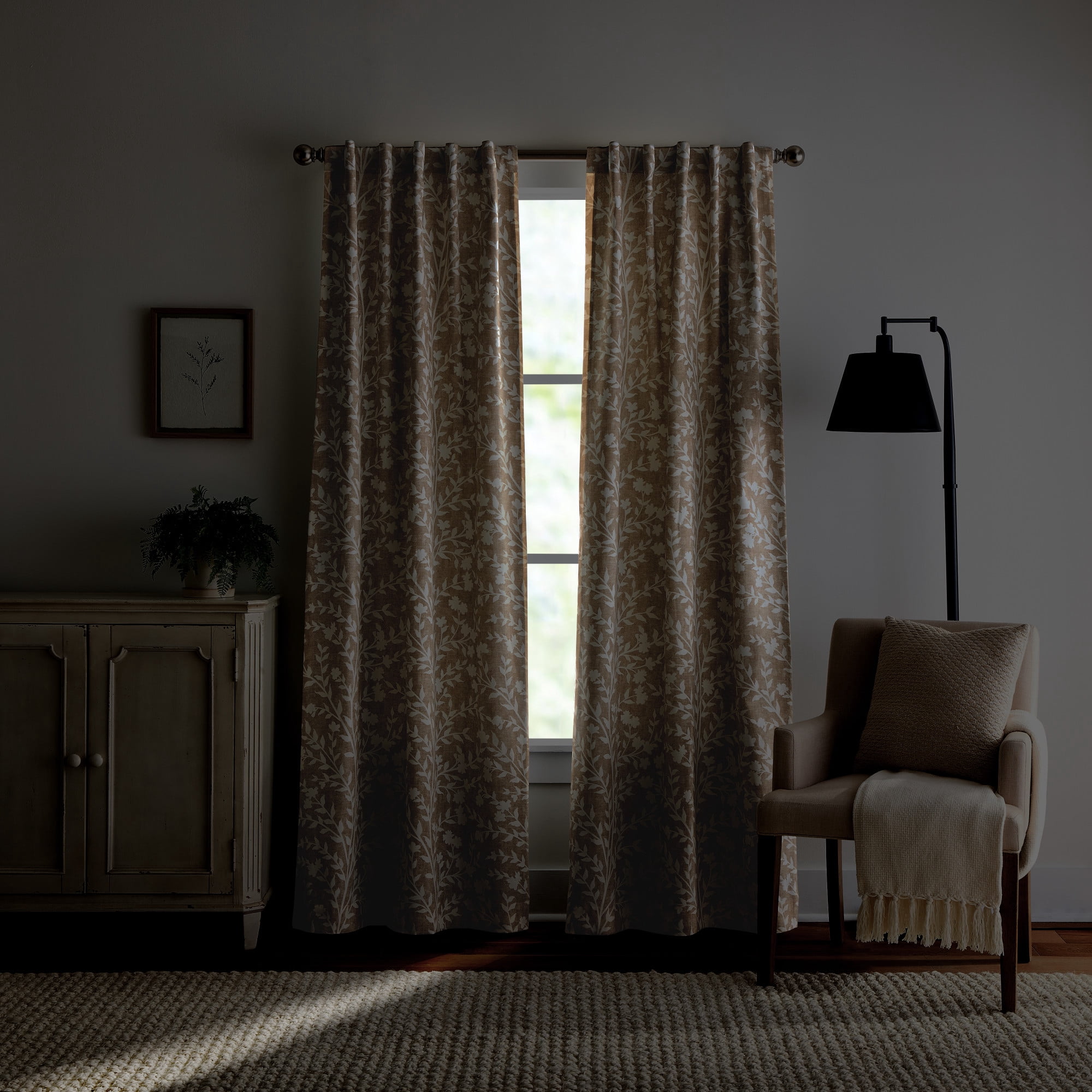 Martha Stewart Amelia Curtain Panel Pair, Linen, Back Tab, Blackout, Indoor, Adult, 2 Piece Set, 37" x 95"
