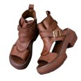 thumbnail image 2 of Womens Sandals Beach, Xunlbb Women's Fish Mouth Thick Heel Sandals Thick Bottom High Top Retro Height Increasing Sandals Women's Sandals(Brown,Size:40), 2 of 3