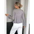 thumbnail image 6 of Womens Button Down Cardigan Sweaters Light-Weight Long Sleeve Crew Neck Summer Knit Open Front Tops Grey S, 6 of 7