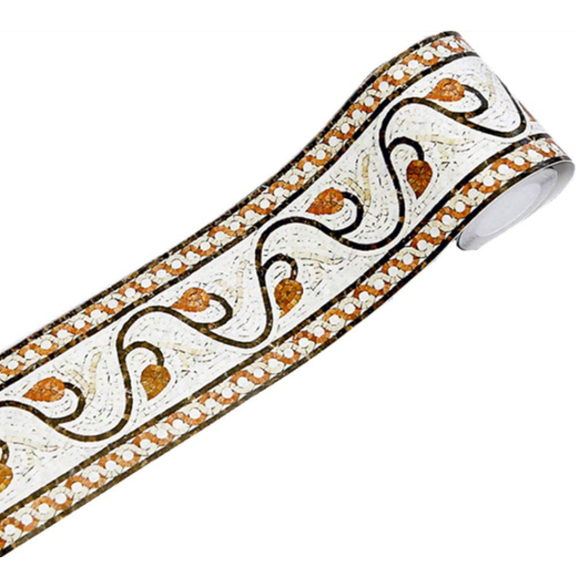 MOYISHI 3D Mosaic Embossed Wallpaper Border Floral Wall Border Paper