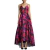 Betsy & Adam Womens Dress Red Floral High Low Ball Gown