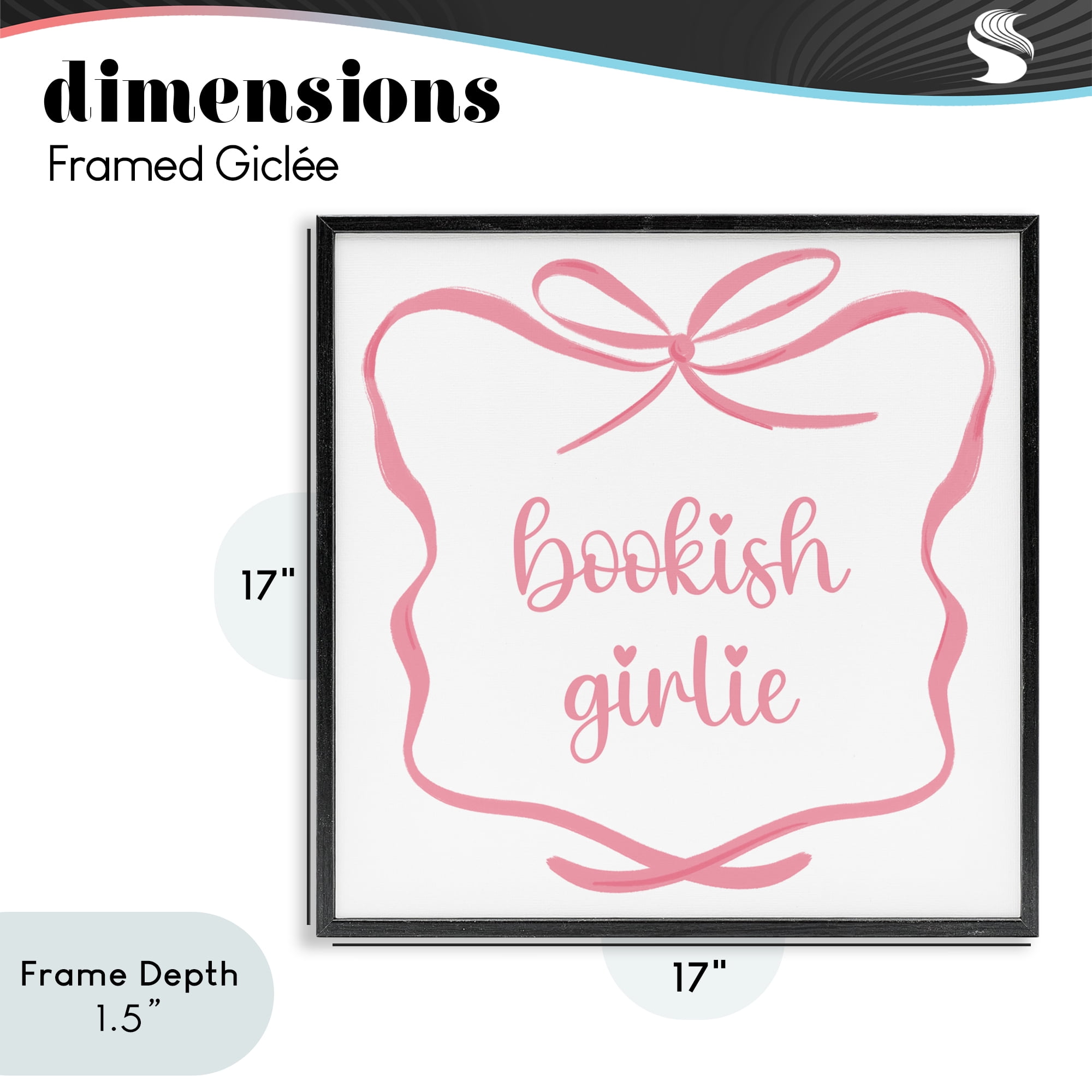 Stupell Industries Bookish Girlie with Bow Black Framed Giclee Art, design by Lucille Price