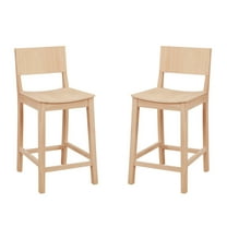 Linon Burke Saddle Seat Counter Stools Set of Two in Unfinished Rubberwood