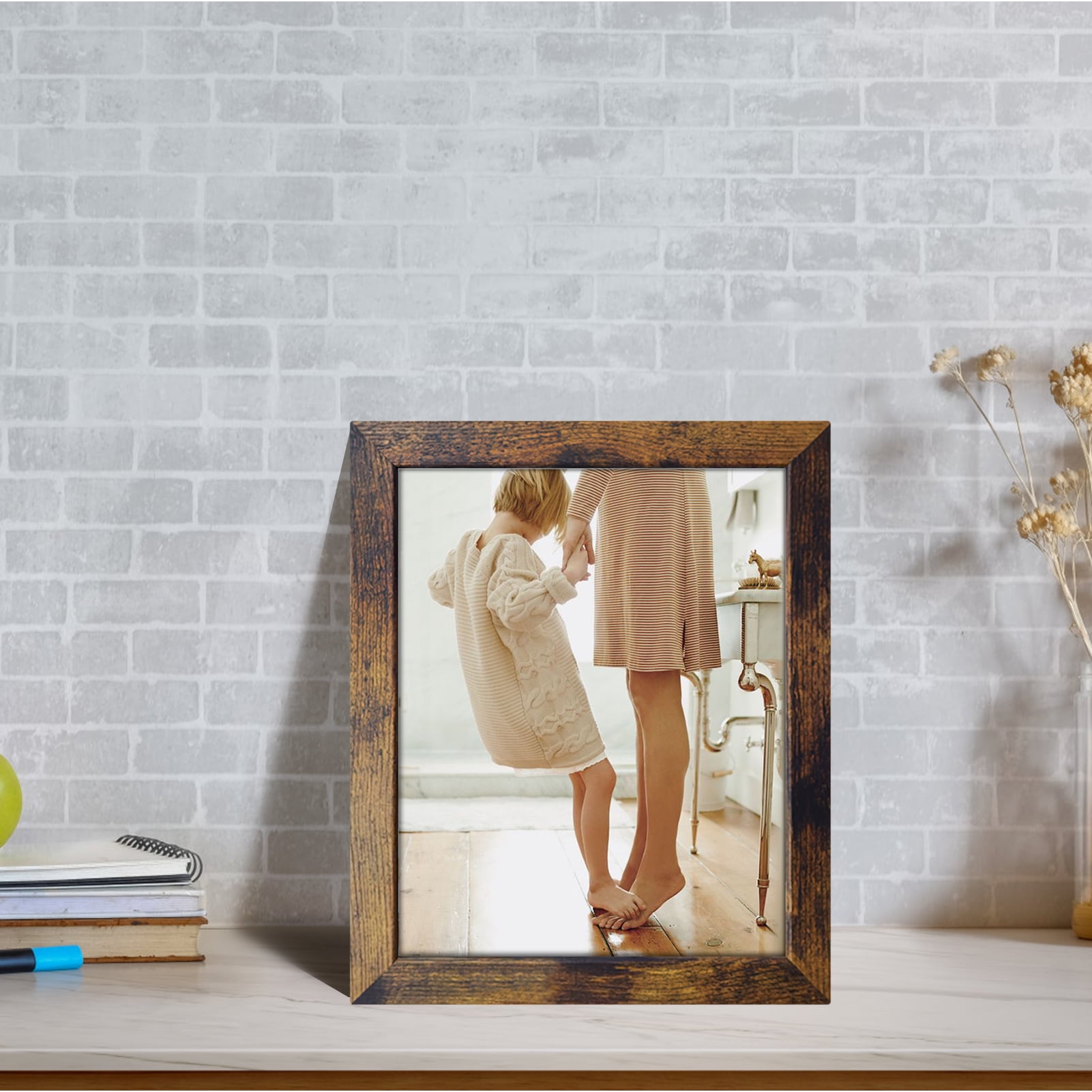 7 Pack 8x10 Picture Frames Set, Brown 8 by 10 Photo Frame for Wall Hanging and Desktop Display